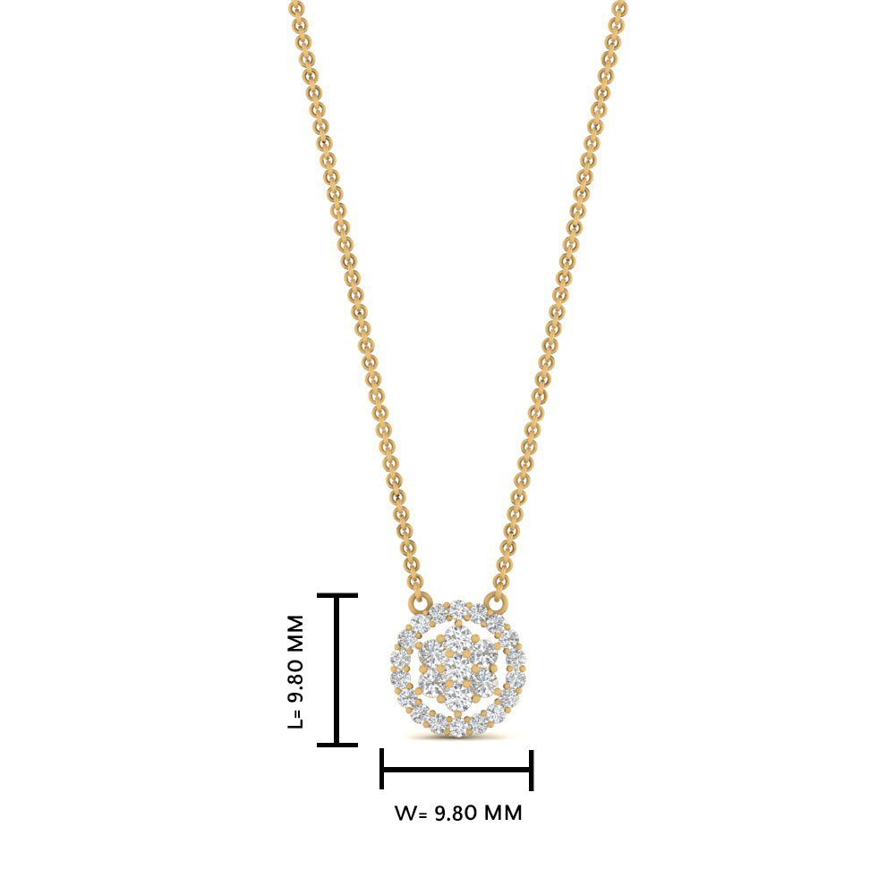 Daisy Pendant Necklace With Lab Grown Halo Diamond 14K Gold