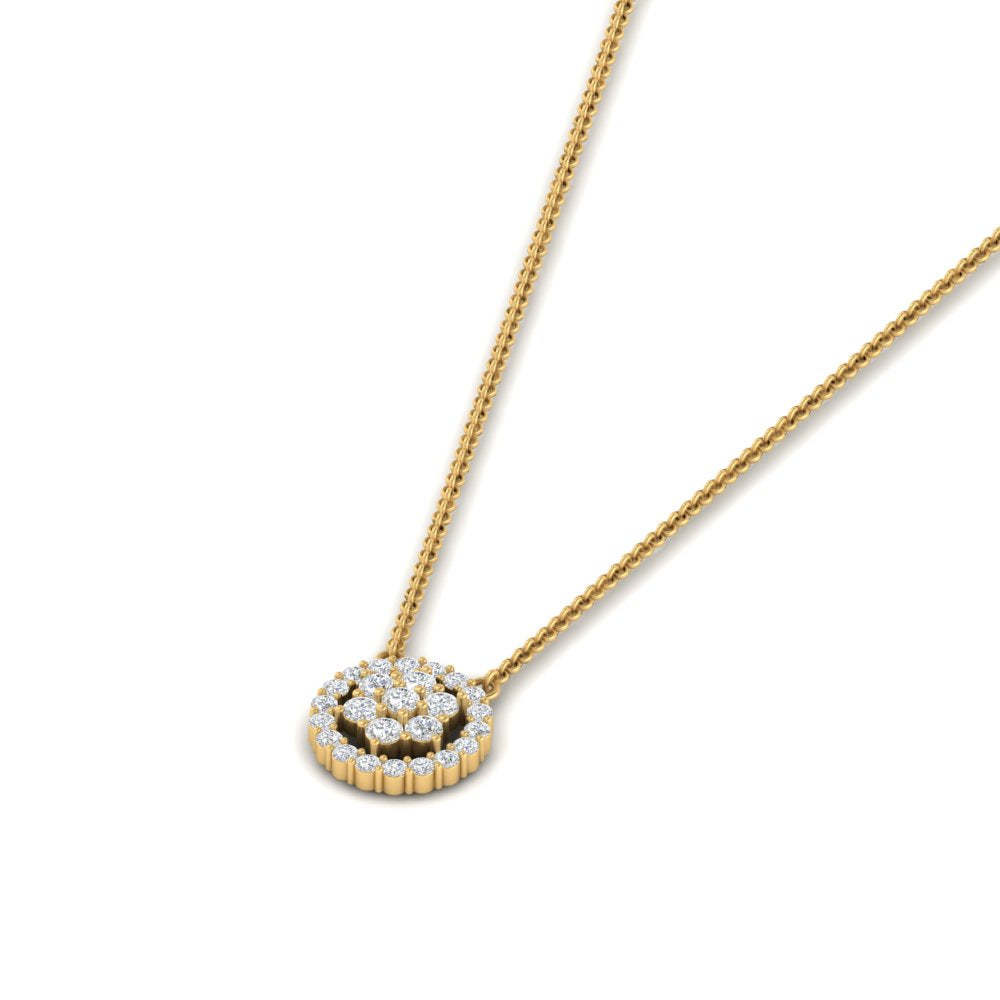 Daisy Pendant Necklace With Lab Grown Halo Diamond 14K Gold