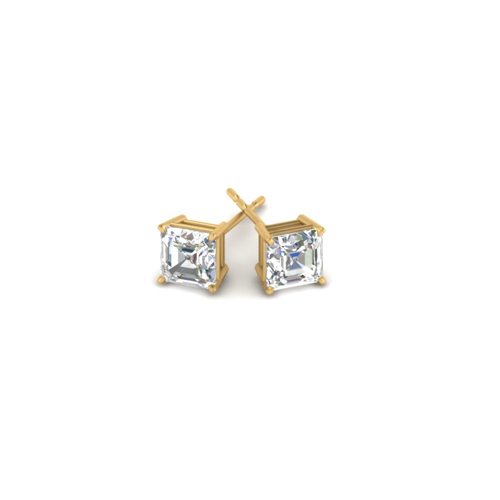 1/2-5 Carat Asscher Cut Lab Created Diamond Stud Earring 14K Gold