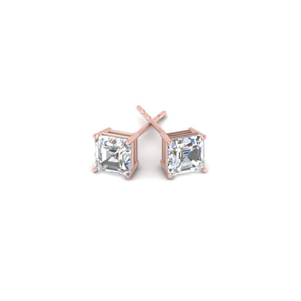 1/2-5 Carat Asscher Cut Lab Created Diamond Stud Earring 14K Gold