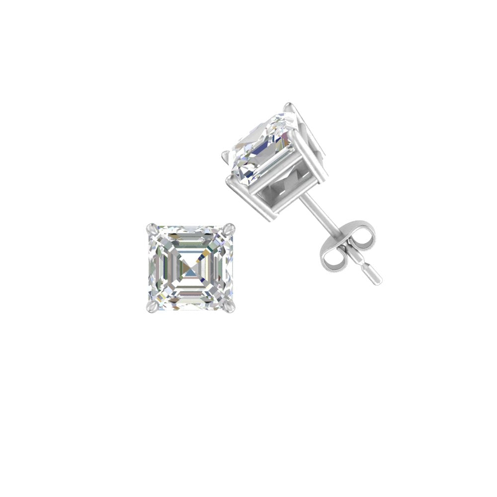 1/2-5 Carat Asscher Cut Lab Created Diamond Stud Earring 14K Gold