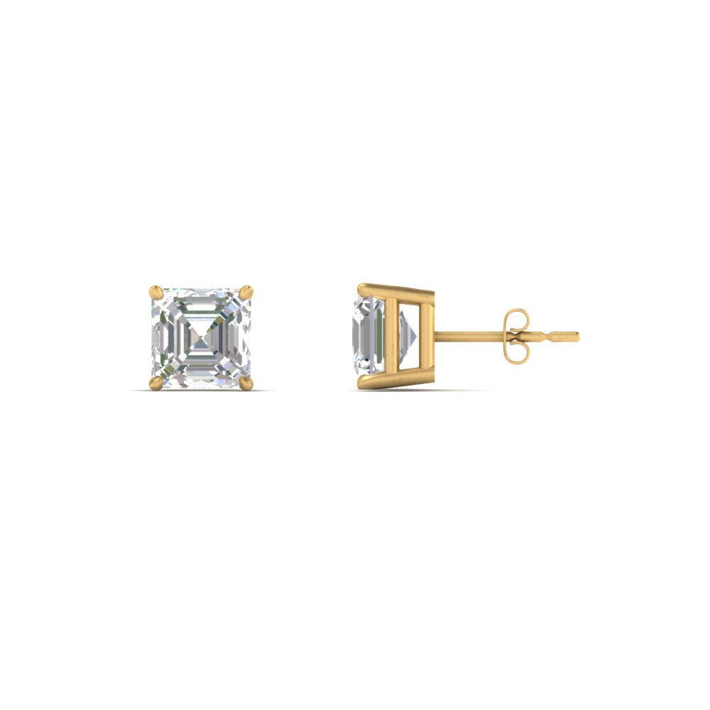 1/2-5 Carat Asscher Cut Lab Created Diamond Stud Earring 14K Gold