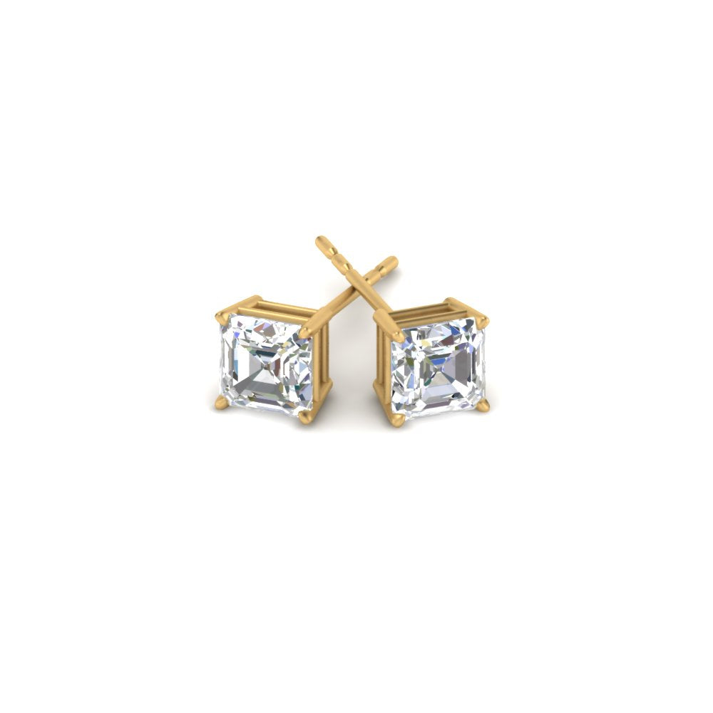 1/2-5 Carat Asscher Cut Lab Created Diamond Stud Earring 14K Gold