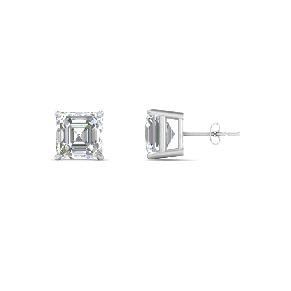 1/2-5 Carat Asscher Cut Lab Created Diamond Stud Earring 14K Gold