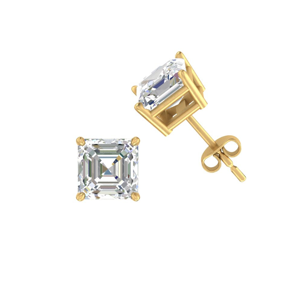 1/2-5 Carat Asscher Cut Lab Created Diamond Stud Earring 14K Gold