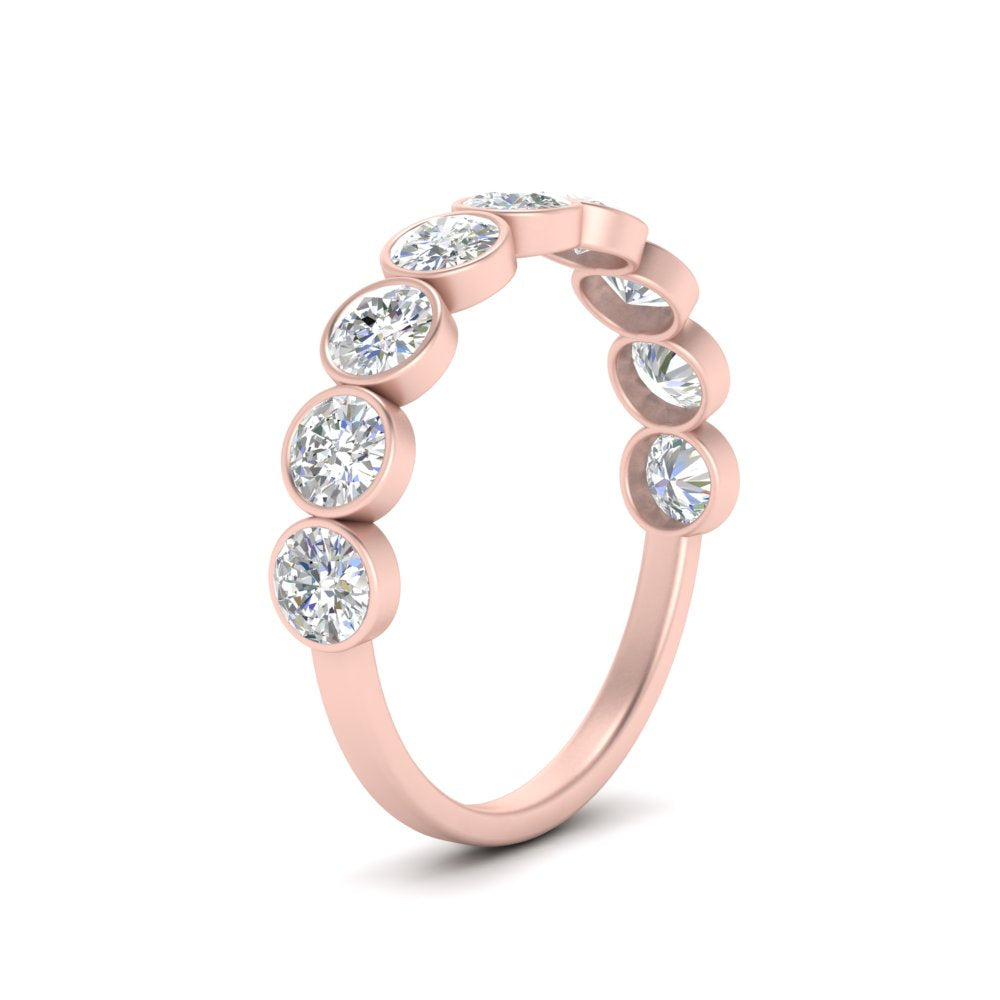 9 Stone Lab Diamond Bezel Set Anniversary Ring For Women In 14K Rose Gold | Cuts & Carat