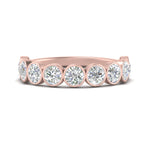 Load image into Gallery viewer, 9 Stone Lab Diamond Bezel Set Anniversary Ring For Women In 14K Rose Gold | Cuts &amp; Carat
