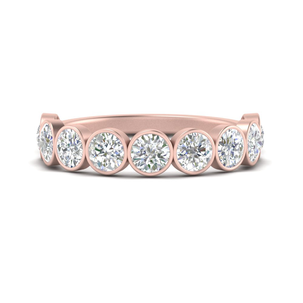 9 Stone Lab Diamond Bezel Set Anniversary Ring For Women In 14K Rose Gold | Cuts & Carat