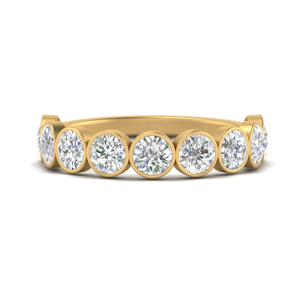 9 Stone Lab Diamond Bezel Set Anniversary Ring For Women In 14K Yellow Gold | Cuts & Carat