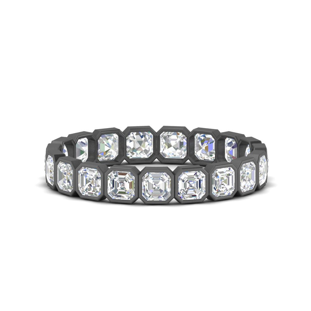 2 Ctw To 4.50 Ctw Asscher Lab Diamond Bezel Set Eternity Ring 14K Gold