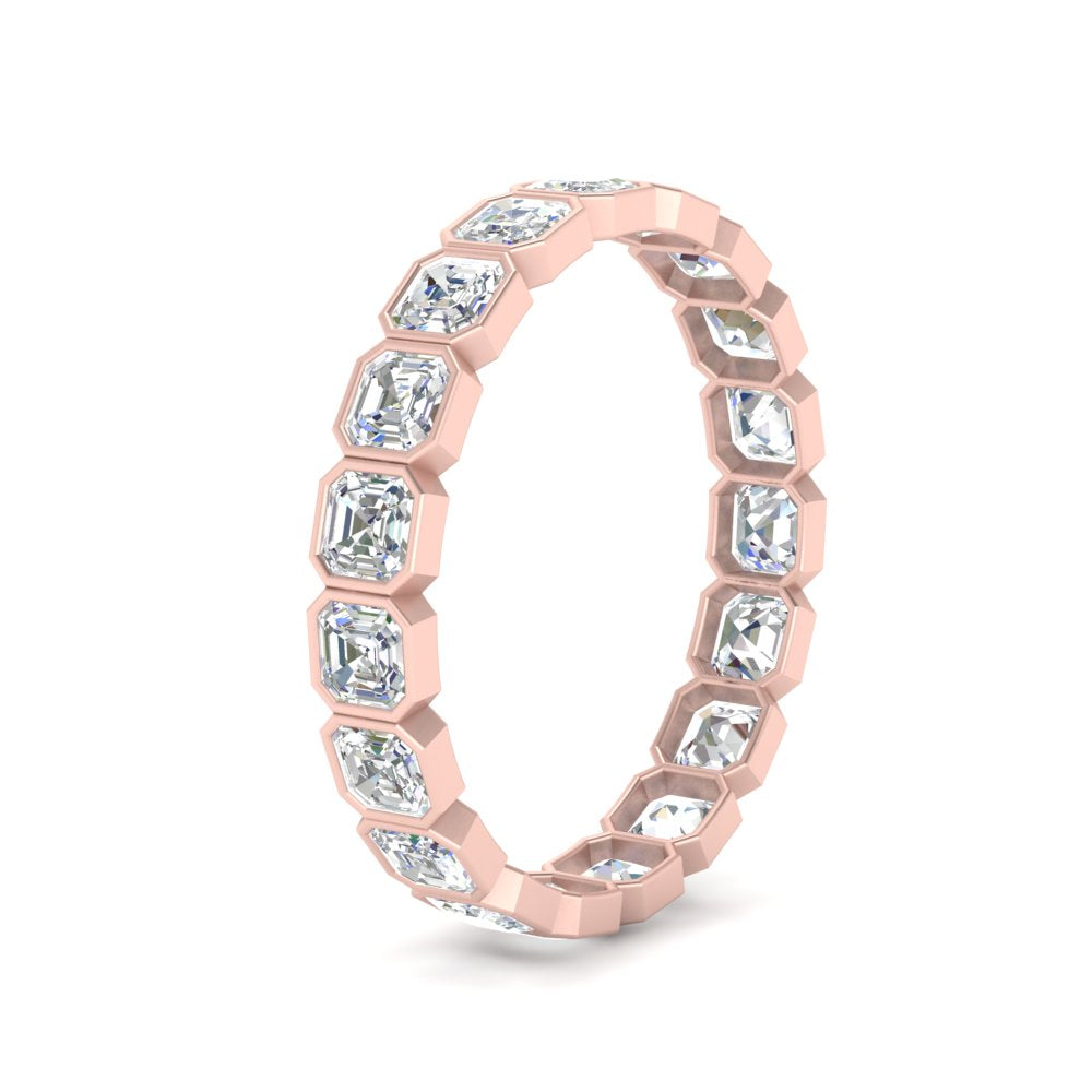 2 Ctw To 4.50 Ctw Asscher Lab Diamond Bezel Set Eternity Ring 14K Gold