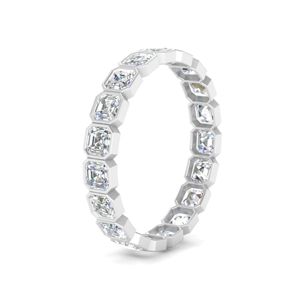 2 Ctw To 4.50 Ctw Asscher Lab Diamond Bezel Set Eternity Ring 14K Gold