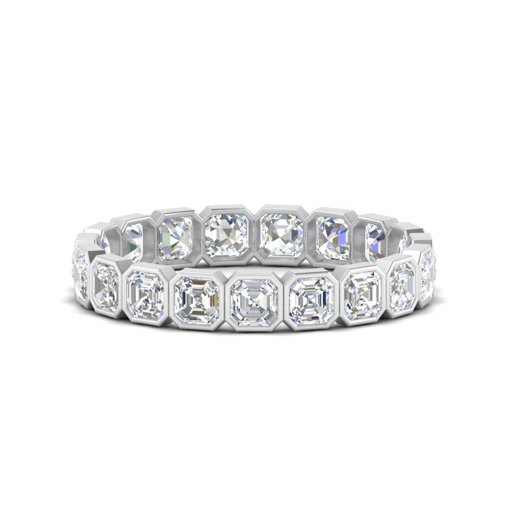 2 Ctw To 4.50 Ctw Asscher Lab Diamond Bezel Set Eternity Ring 14K Gold