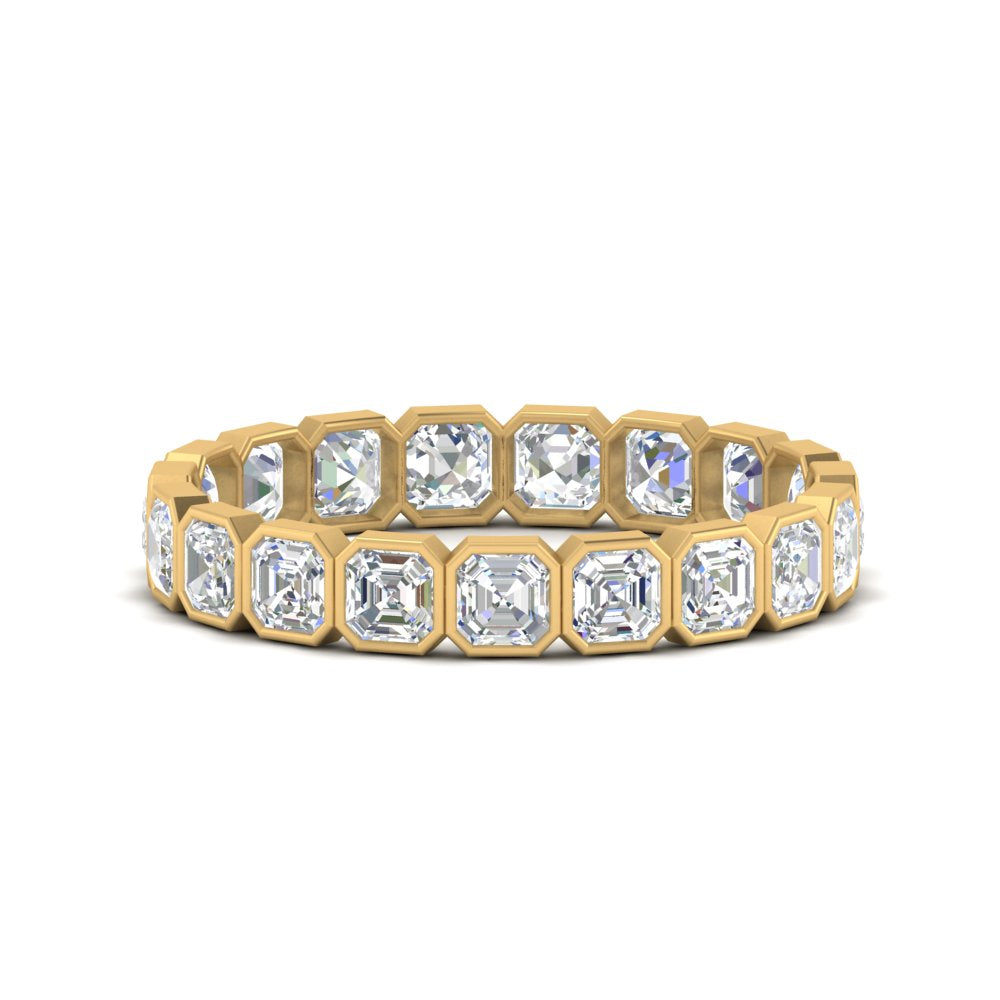 2 Ctw To 4.50 Ctw Asscher Lab Diamond Bezel Set Eternity Ring 14K Gold