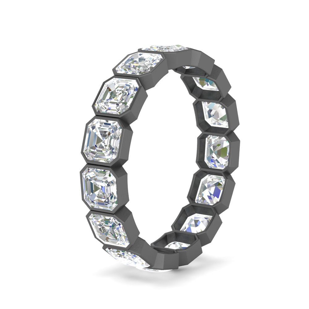 2 Ctw To 4.50 Ctw Asscher Lab Diamond Bezel Set Eternity Ring 14K Gold