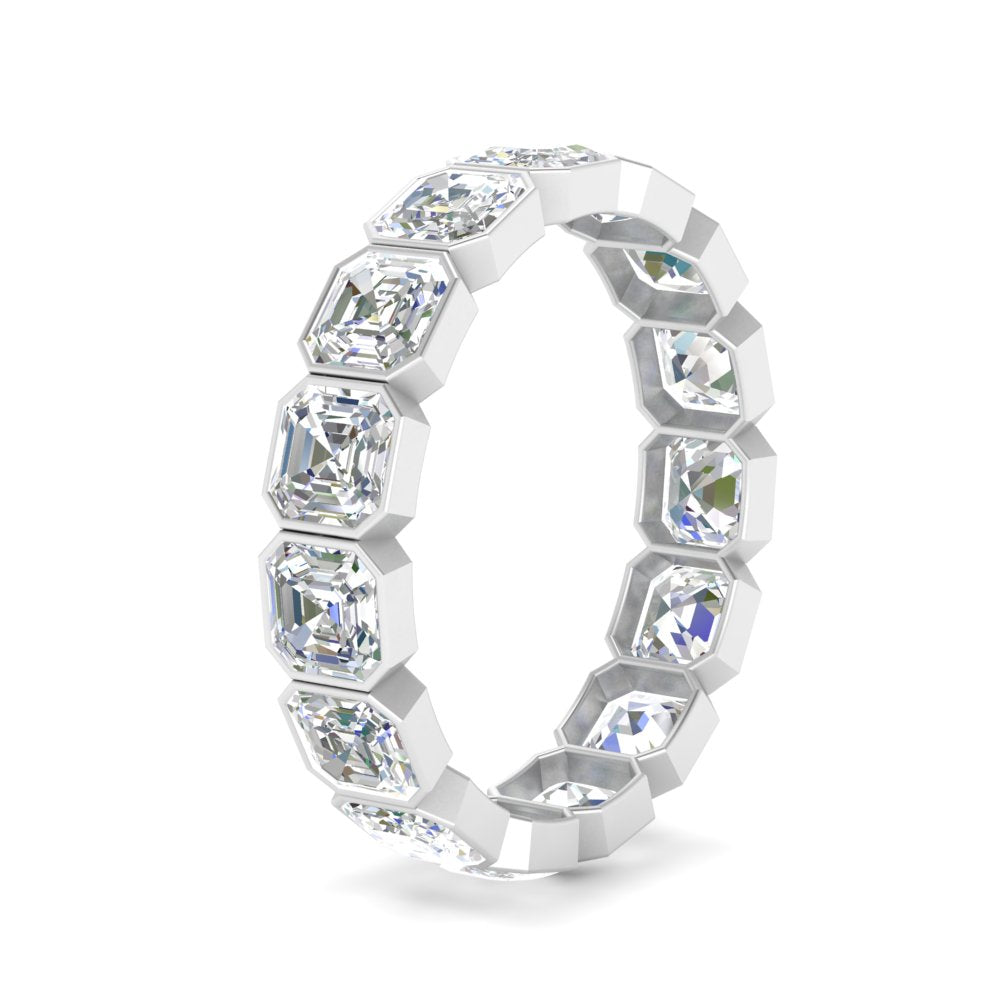 2 Ctw To 4.50 Ctw Asscher Lab Diamond Bezel Set Eternity Ring 14K Gold