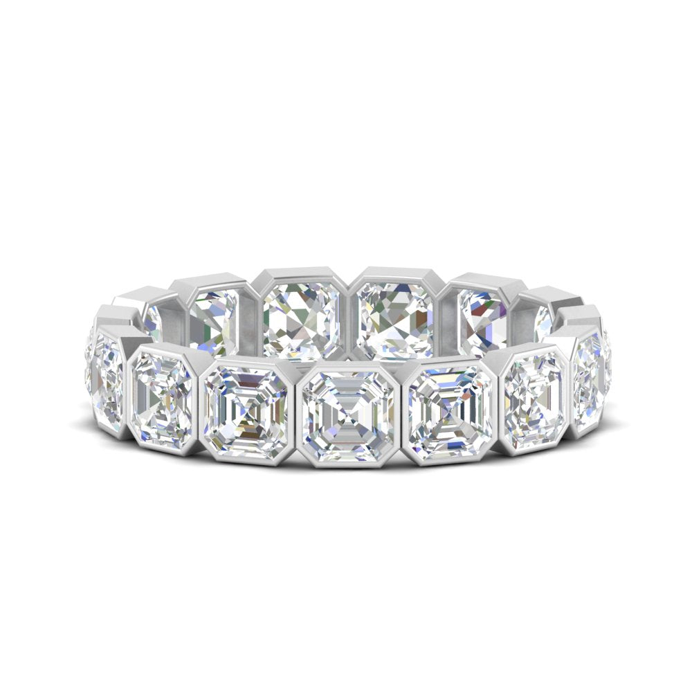 2 Ctw To 4.50 Ctw Asscher Lab Diamond Bezel Set Eternity Ring 14K Gold