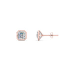 Load image into Gallery viewer, 0.50 To 5 Carat Lab Diamond Asscher Stud Bezel Set Earring For Women 14K Gold
