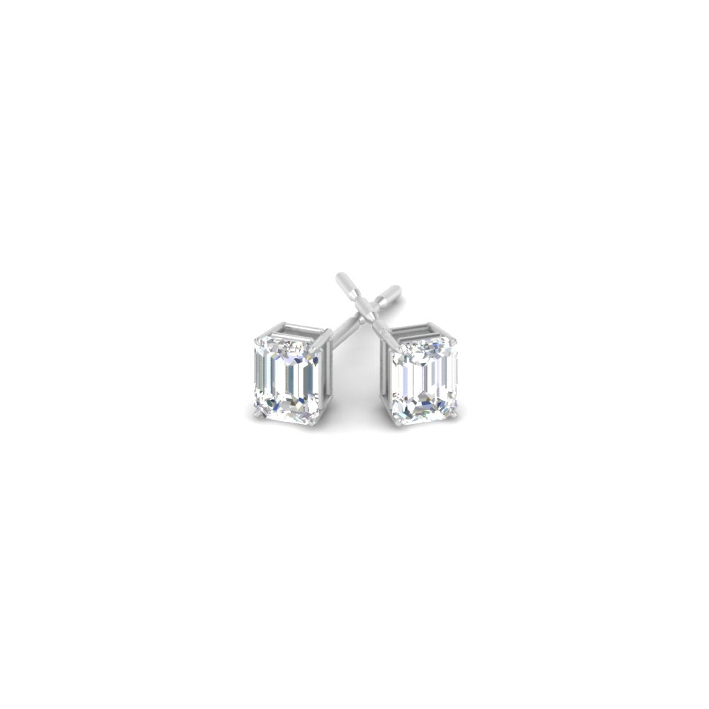 1/2 To 5 Ctw Emerald Cut Basket Lab Diamond Stud Earring 14K Gold