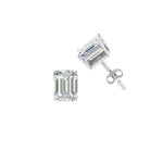 Load image into Gallery viewer, 1/2 To 5 Ctw Emerald Cut Basket Lab Diamond Stud Earring 14K Gold
