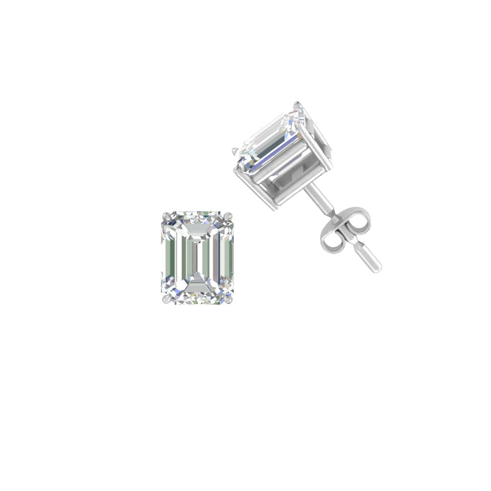 1/2 To 5 Ctw Emerald Cut Basket Lab Diamond Stud Earring 14K Gold