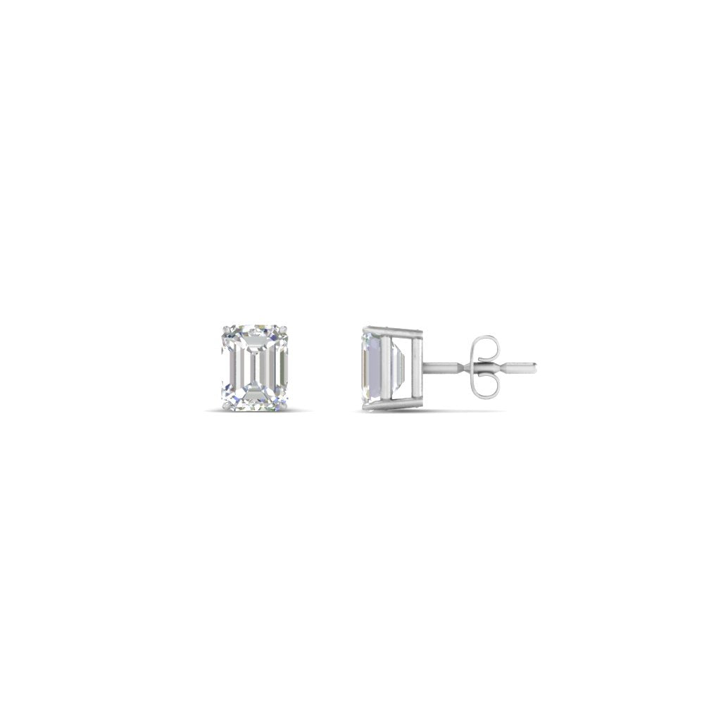 1/2 To 5 Ctw Emerald Cut Basket Lab Diamond Stud Earring 14K Gold