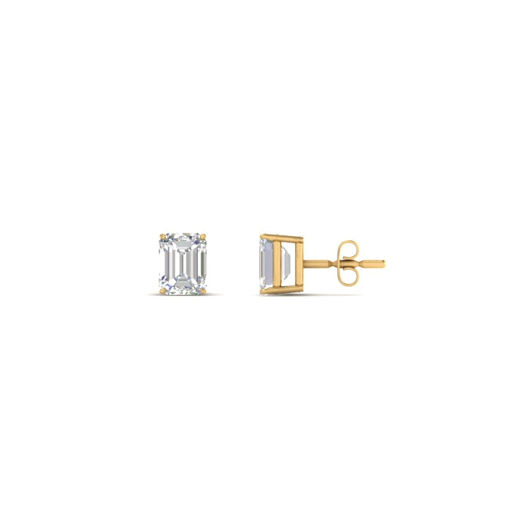 1/2 To 5 Ctw Emerald Cut Basket Lab Diamond Stud Earring 14K Gold