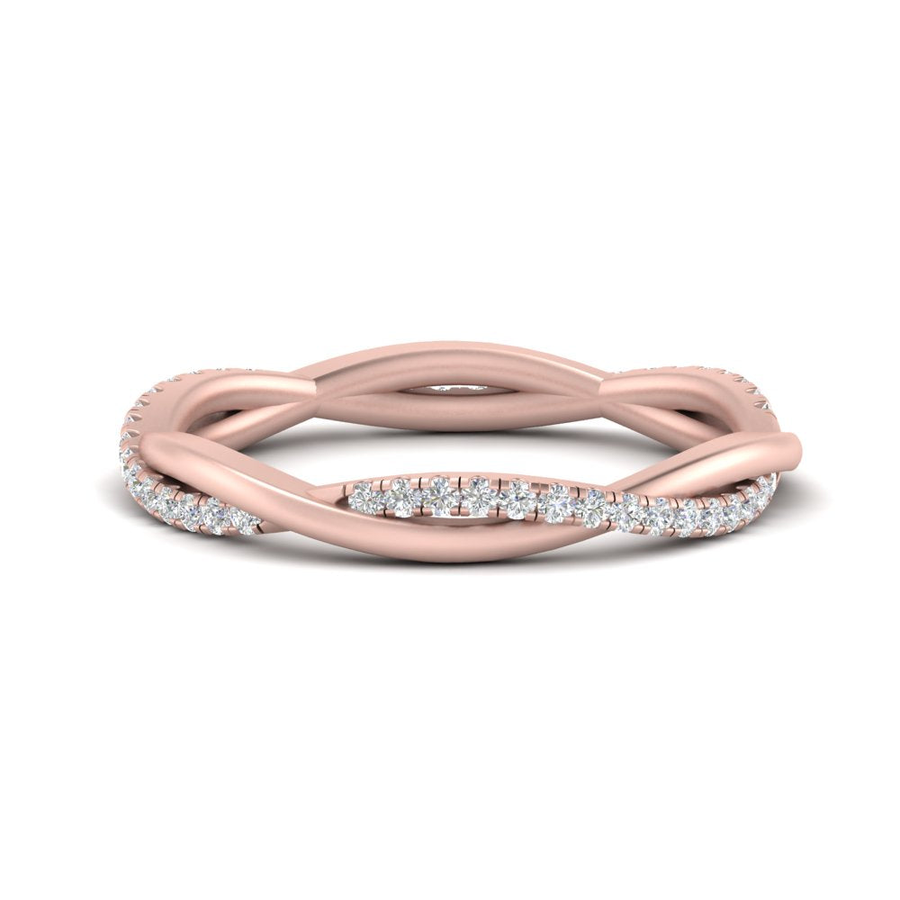 Eternity Lab Diamond  Wedding Twisted Band For Women In 14K Rose Gold | Cuts & Carat