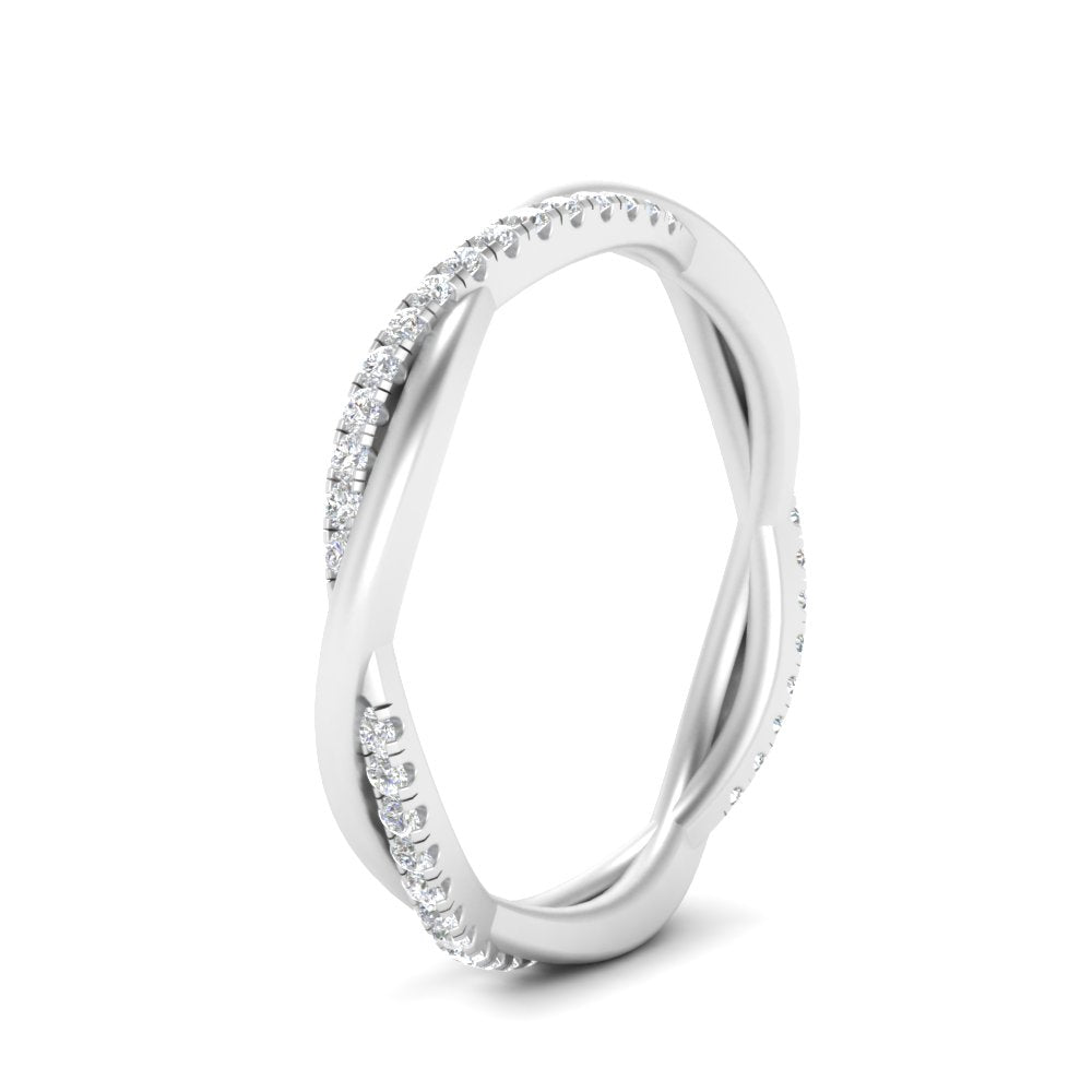 Eternity Lab Diamond  Wedding Twisted Band For Women In 14K White Gold | Cuts & Carat