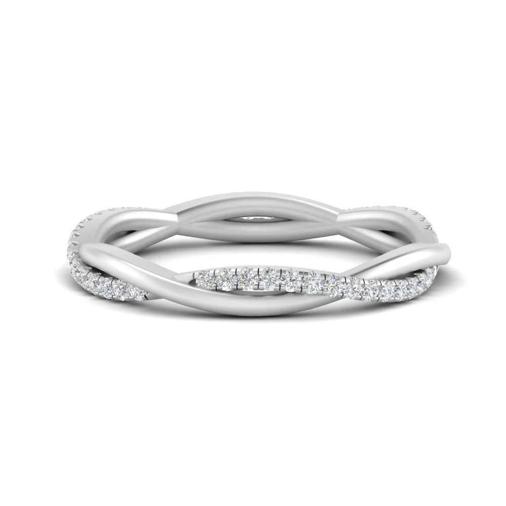 Eternity Lab Diamond  Wedding Twisted Band For Women In 14K White Gold | Cuts & Carat