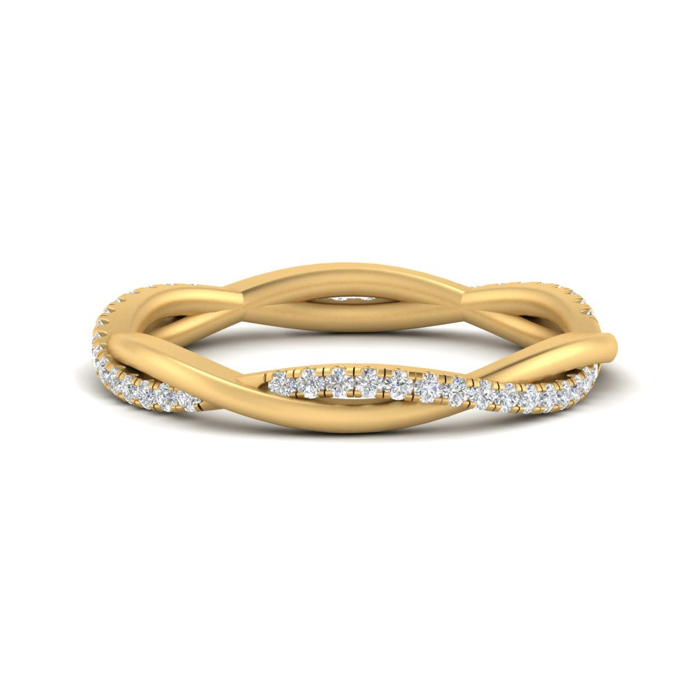 Eternity Lab Diamond  Wedding Twisted Band For Women In 14K Yellow Gold | Cuts & Carat