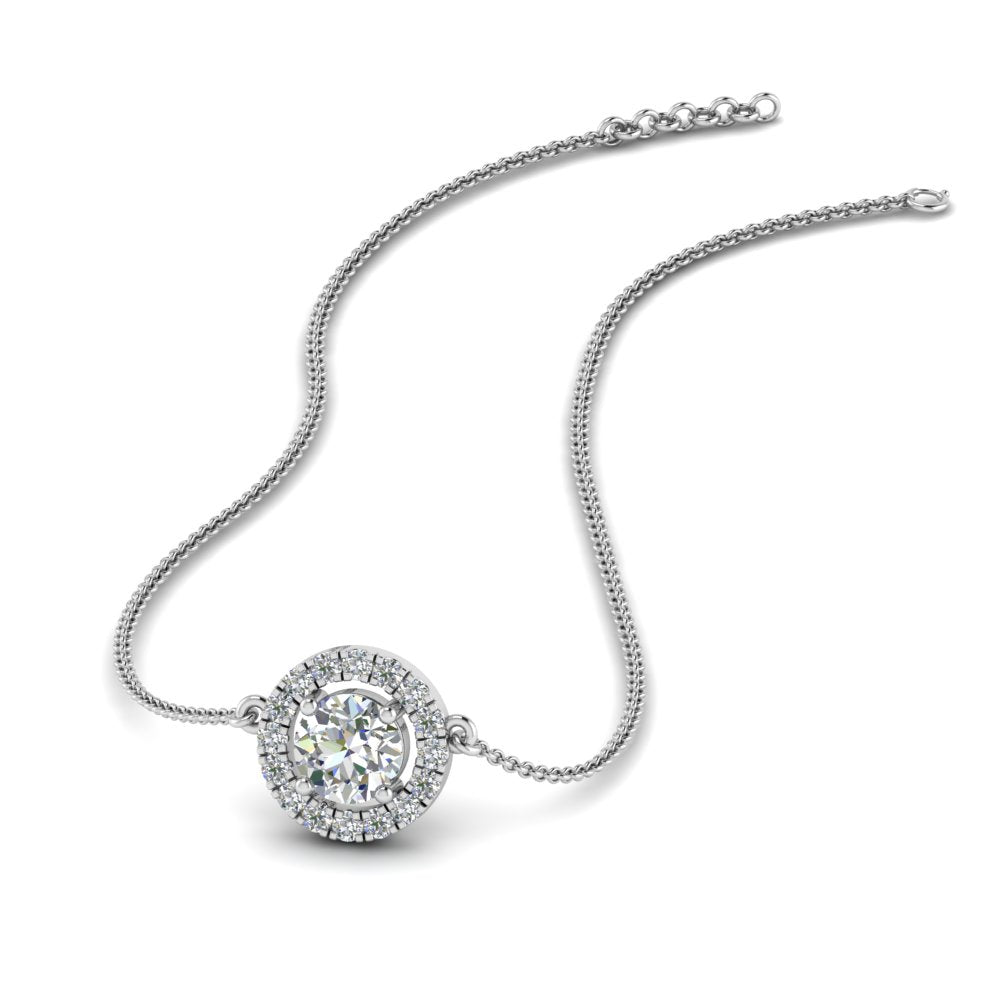 0.50 Ctw Lab Diamond Halo Pendant Necklace For Women 14K Gold