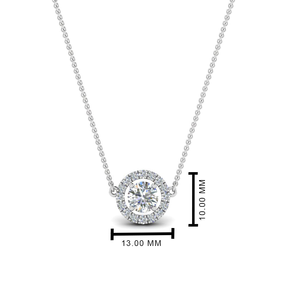 0.50 Ctw Lab Diamond Halo Pendant Necklace For Women 14K Gold