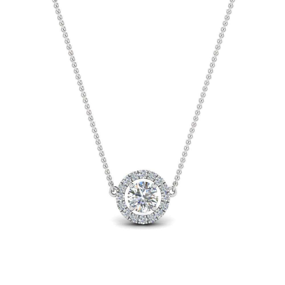 0.50 Ctw Lab Diamond Halo Pendant Necklace For Women 14K Gold