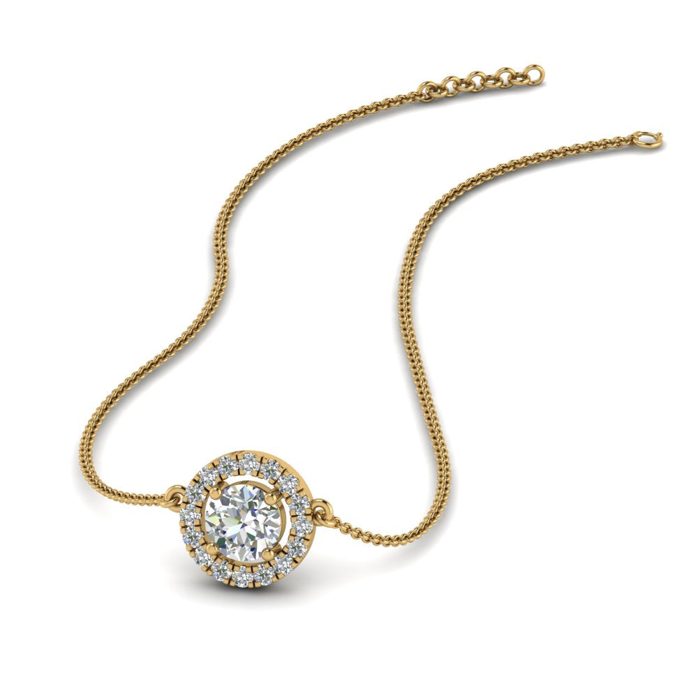 0.50 Ctw Lab Diamond Halo Pendant Necklace For Women 14K Gold