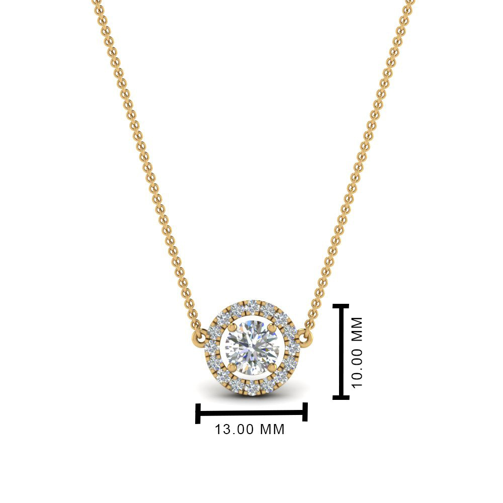 0.50 Ctw Lab Diamond Halo Pendant Necklace For Women 14K Gold