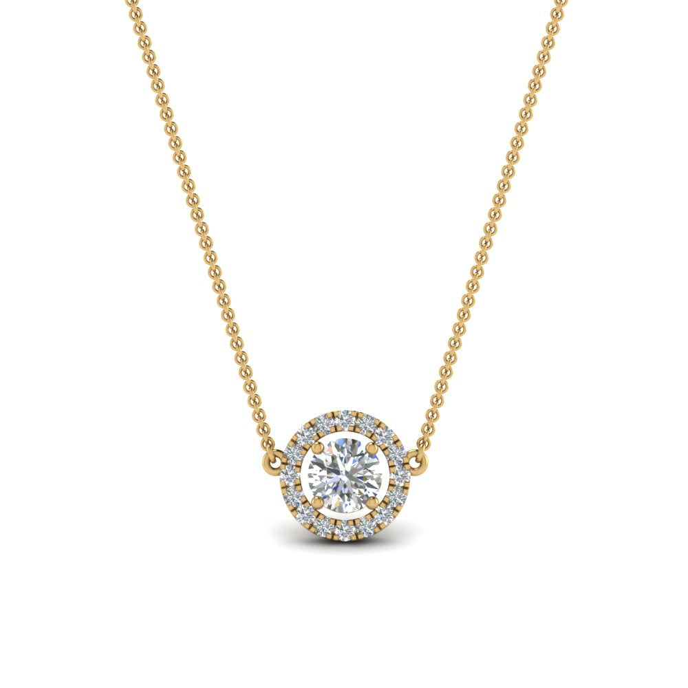 0.50 Ctw Lab Diamond Halo Pendant Necklace For Women 14K Gold