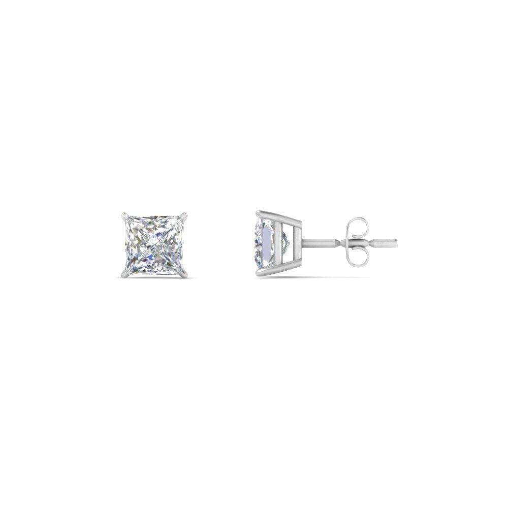 0.50 To 5 Carat Princess Cut Lab Created Diamond Stud Earring For Women 14K Gold