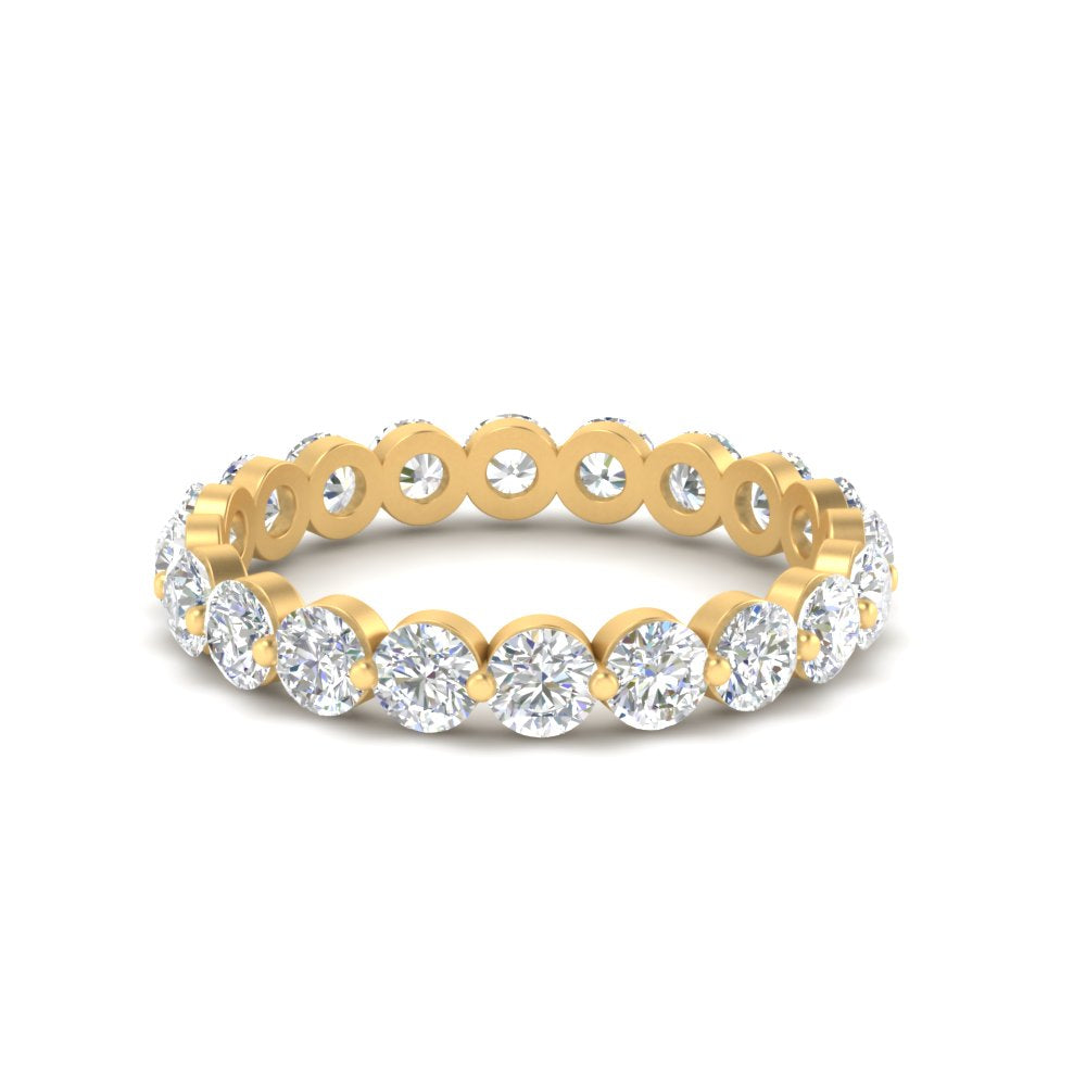 0.50 To 5 Carat Lab Diamond Single Prong Eternity Wedding Band 14K Gold