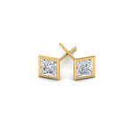 Load image into Gallery viewer, 0.50 To 5 Carat Lab Diamond Square Stud Bezel Set Earring For Women 14K Gold
