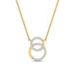 Load image into Gallery viewer, Circle Double Lab Diamond Pendant Necklace For Women 14K Gold
