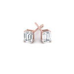 Load image into Gallery viewer, 1/2 To 5 Ctw Emerald Cut Basket Lab Diamond Stud Earring 14K Gold
