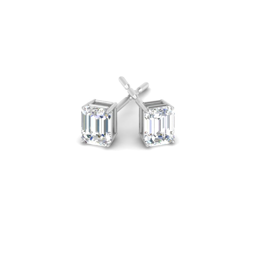 1/2 To 5 Ctw Emerald Cut Basket Lab Diamond Stud Earring 14K Gold