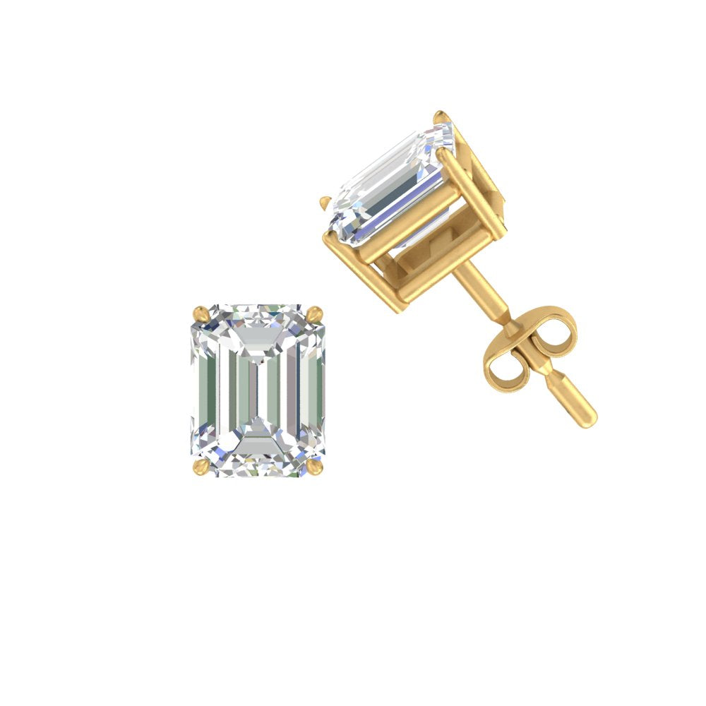 1/2 To 5 Ctw Emerald Cut Basket Lab Diamond Stud Earring 14K Gold