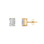 Load image into Gallery viewer, 1/2 To 5 Ctw Emerald Cut Basket Lab Diamond Stud Earring 14K Gold
