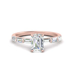 Load image into Gallery viewer, Lab Grown Emerald Cut Diamond Halo Engagement Rings 14K Rose Gold
