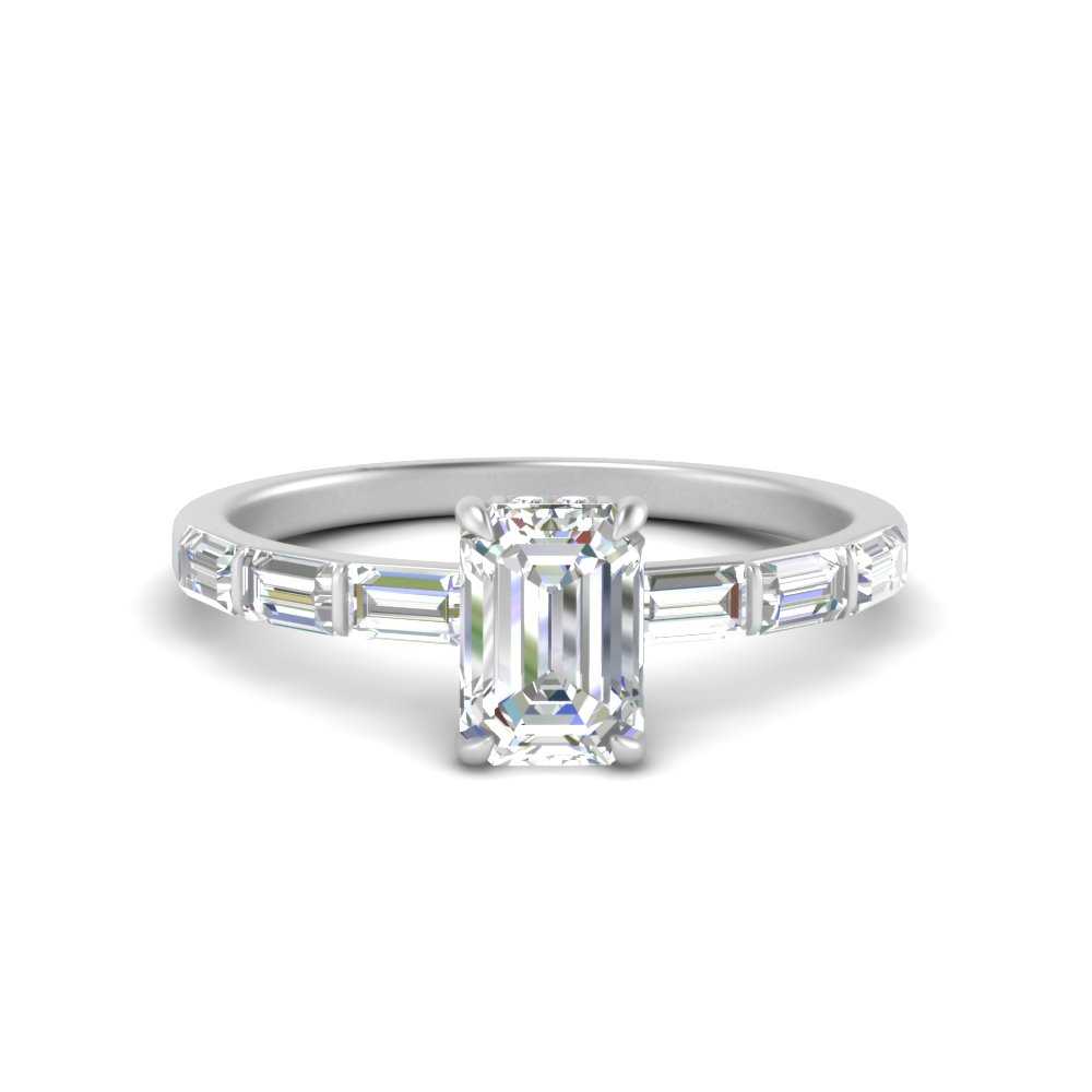 Lab Grown Emerald Cut Diamond Halo Engagement Rings 14K White Gold