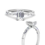 Load image into Gallery viewer, Lab Grown Emerald Cut Diamond Halo Engagement Rings 14K White Gold
