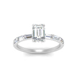 Load image into Gallery viewer, Lab Grown Emerald Cut Diamond Halo Engagement Rings 14K White Gold
