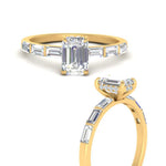 Load image into Gallery viewer, Lab Grown Emerald Cut Diamond Halo Engagement Rings 14K Yellow Gold
